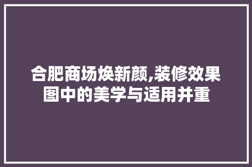 合肥商场焕新颜,装修效果图中的美学与适用并重