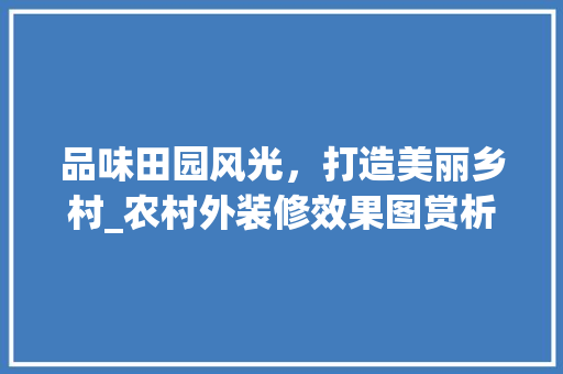 品味田园风光，打造美丽乡村_农村外装修效果图赏析