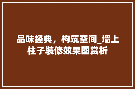 品味经典，构筑空间_墙上柱子装修效果图赏析