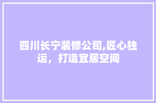 四川长宁装修公司,匠心独运，打造宜居空间