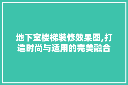 地下室楼梯装修效果图,打造时尚与适用的完美融合