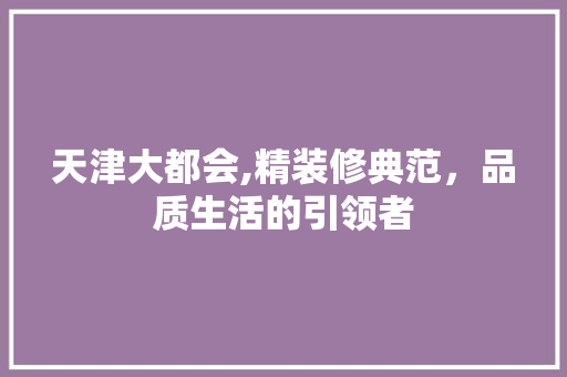 天津大都会,精装修典范，品质生活的引领者