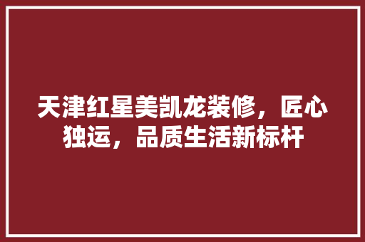 天津红星美凯龙装修，匠心独运，品质生活新标杆