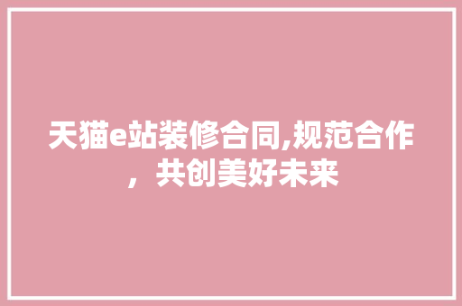 天猫e站装修合同,规范合作，共创美好未来