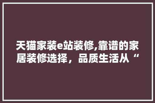 天猫家装e站装修,靠谱的家居装修选择，品质生活从“e”开始