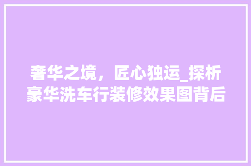 奢华之境，匠心独运_探析豪华洗车行装修效果图背后的设计理念