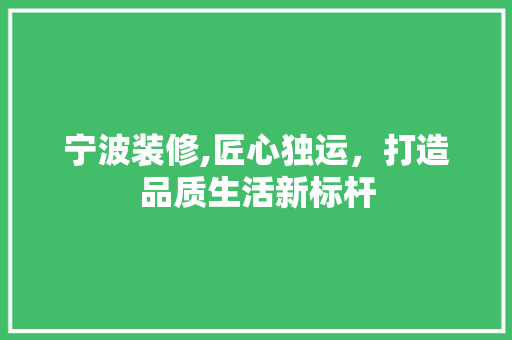 宁波装修,匠心独运，打造品质生活新标杆
