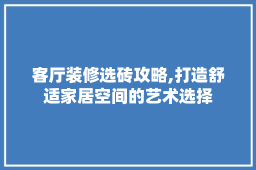 客厅装修选砖攻略,打造舒适家居空间的艺术选择
