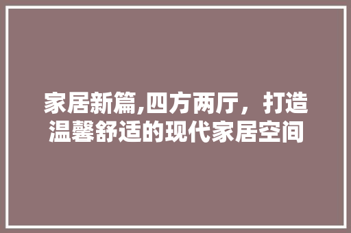 家居新篇,四方两厅，打造温馨舒适的现代家居空间