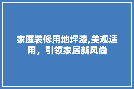 家庭装修用地坪漆,美观适用，引领家居新风尚