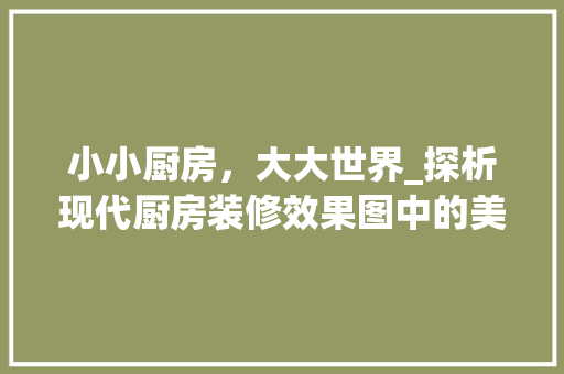 小小厨房，大大世界_探析现代厨房装修效果图中的美学与适用性