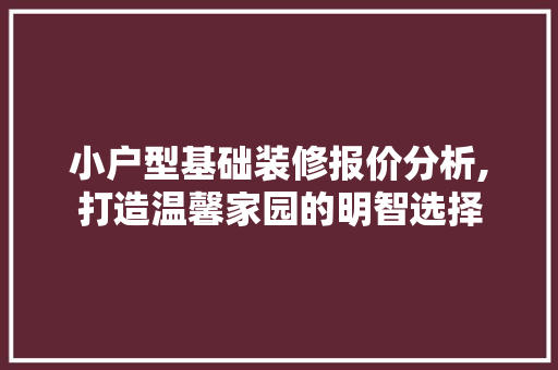 小户型基础装修报价分析,打造温馨家园的明智选择