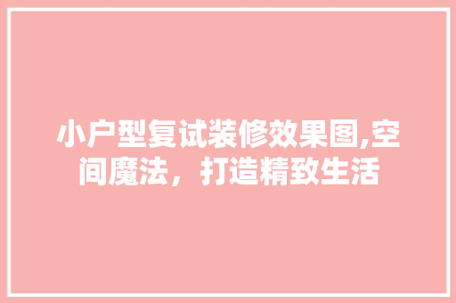 小户型复试装修效果图,空间魔法，打造精致生活