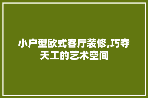 小户型欧式客厅装修,巧夺天工的艺术空间
