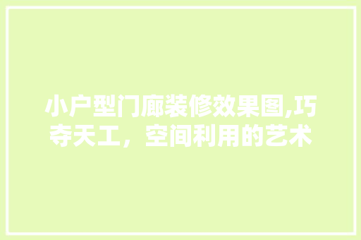小户型门廊装修效果图,巧夺天工，空间利用的艺术