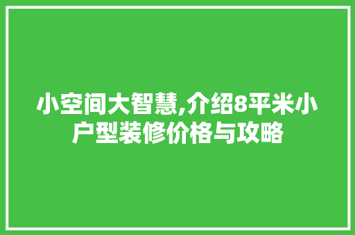 小空间大智慧,介绍8平米小户型装修价格与攻略
