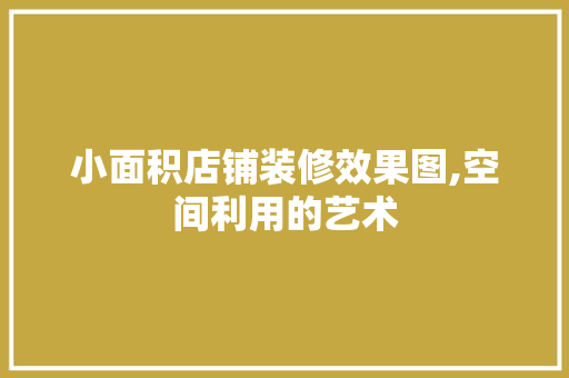 小面积店铺装修效果图,空间利用的艺术