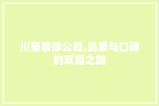 川豪装修公司,品质与口碑的双赢之路