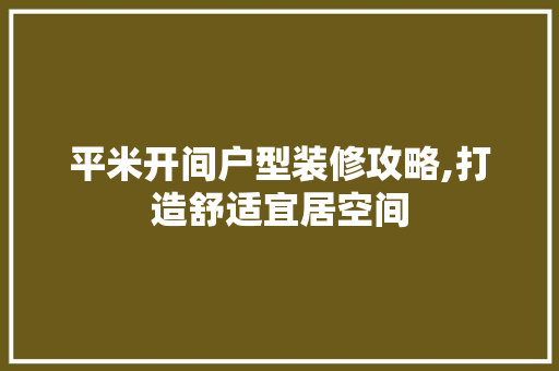 平米开间户型装修攻略,打造舒适宜居空间