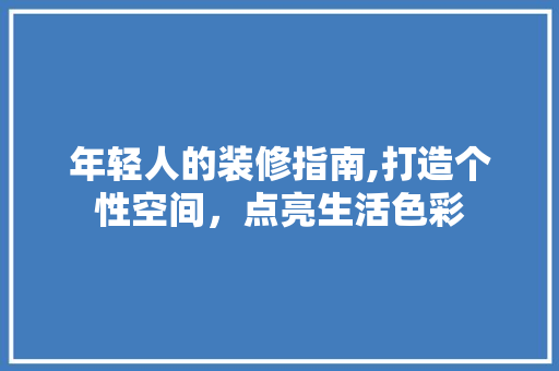 年轻人的装修指南,打造个性空间，点亮生活色彩