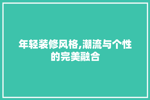 年轻装修风格,潮流与个性的完美融合