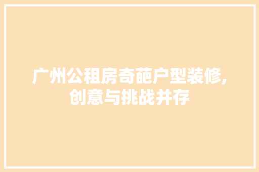 广州公租房奇葩户型装修,创意与挑战并存