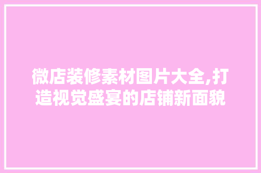 微店装修素材图片大全,打造视觉盛宴的店铺新面貌