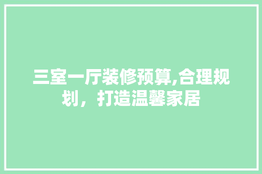 三室一厅装修预算,合理规划，打造温馨家居