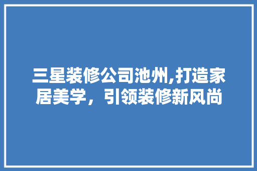 三星装修公司池州,打造家居美学，引领装修新风尚