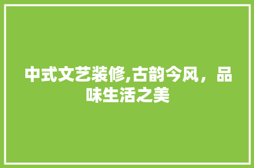 中式文艺装修,古韵今风，品味生活之美