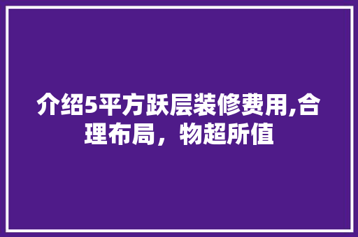 介绍5平方跃层装修费用,合理布局，物超所值