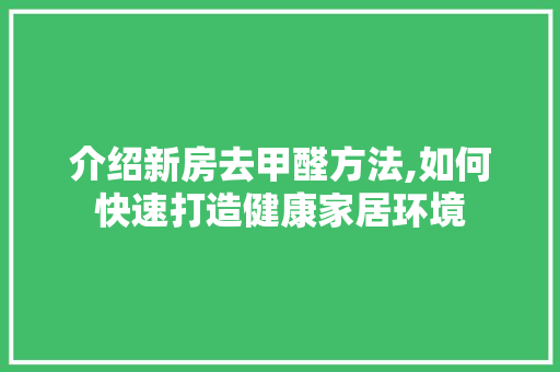 介绍新房去甲醛方法,如何快速打造健康家居环境