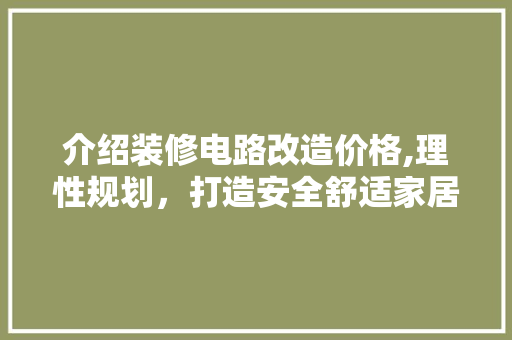 介绍装修电路改造价格,理性规划，打造安全舒适家居环境