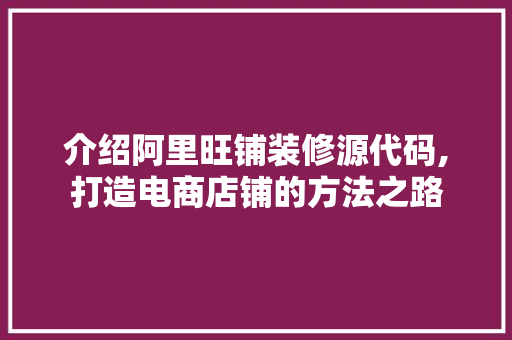 介绍阿里旺铺装修源代码,打造电商店铺的方法之路