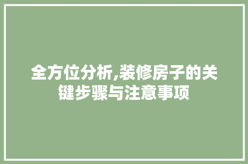 全方位分析,装修房子的关键步骤与注意事项