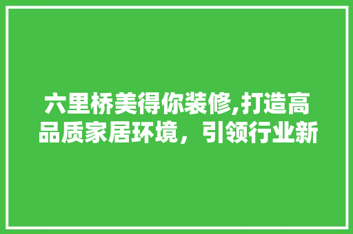 六里桥美得你装修,打造高品质家居环境，引领行业新潮流