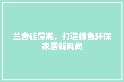 兰舍硅藻泥，打造绿色环保家居新风尚