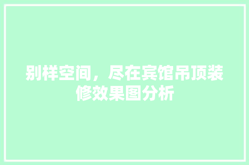 别样空间，尽在宾馆吊顶装修效果图分析