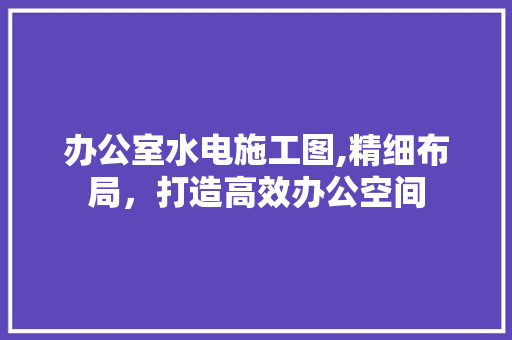 办公室水电施工图,精细布局，打造高效办公空间