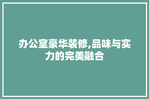 办公室豪华装修,品味与实力的完美融合