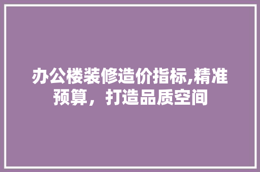 办公楼装修造价指标,精准预算，打造品质空间