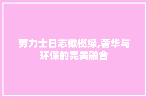劳力士日志橄榄绿,奢华与环保的完美融合