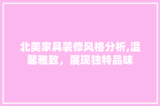 北美家具装修风格分析,温馨雅致，展现独特品味