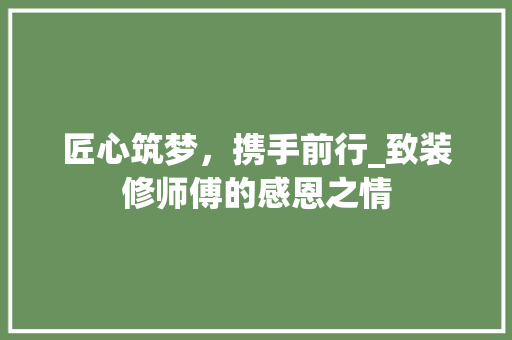 匠心筑梦，携手前行_致装修师傅的感恩之情