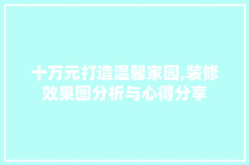 十万元打造温馨家园,装修效果图分析与心得分享