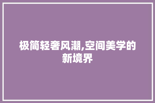 极简轻奢风潮,空间美学的新境界