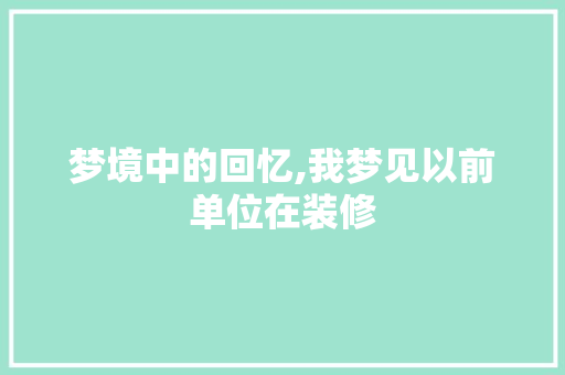 梦境中的回忆,我梦见以前单位在装修