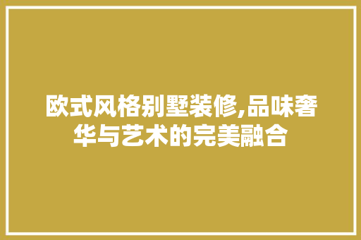 欧式风格别墅装修,品味奢华与艺术的完美融合