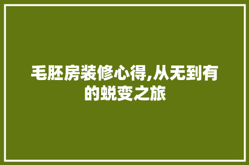 毛胚房装修心得,从无到有的蜕变之旅