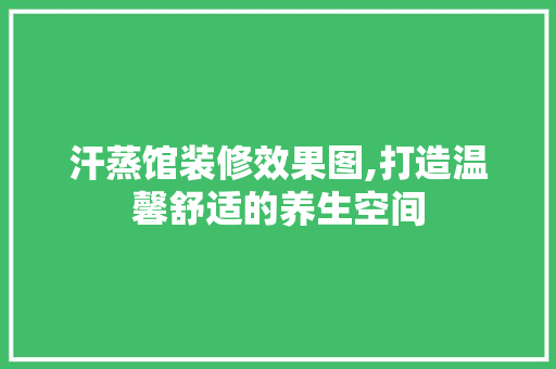 汗蒸馆装修效果图,打造温馨舒适的养生空间